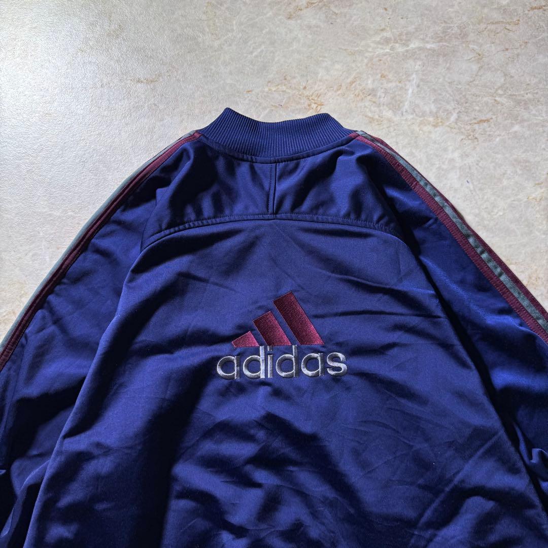 00s adidasトラックジャケット古着ネイビーバーガンディ好配色XXL美品