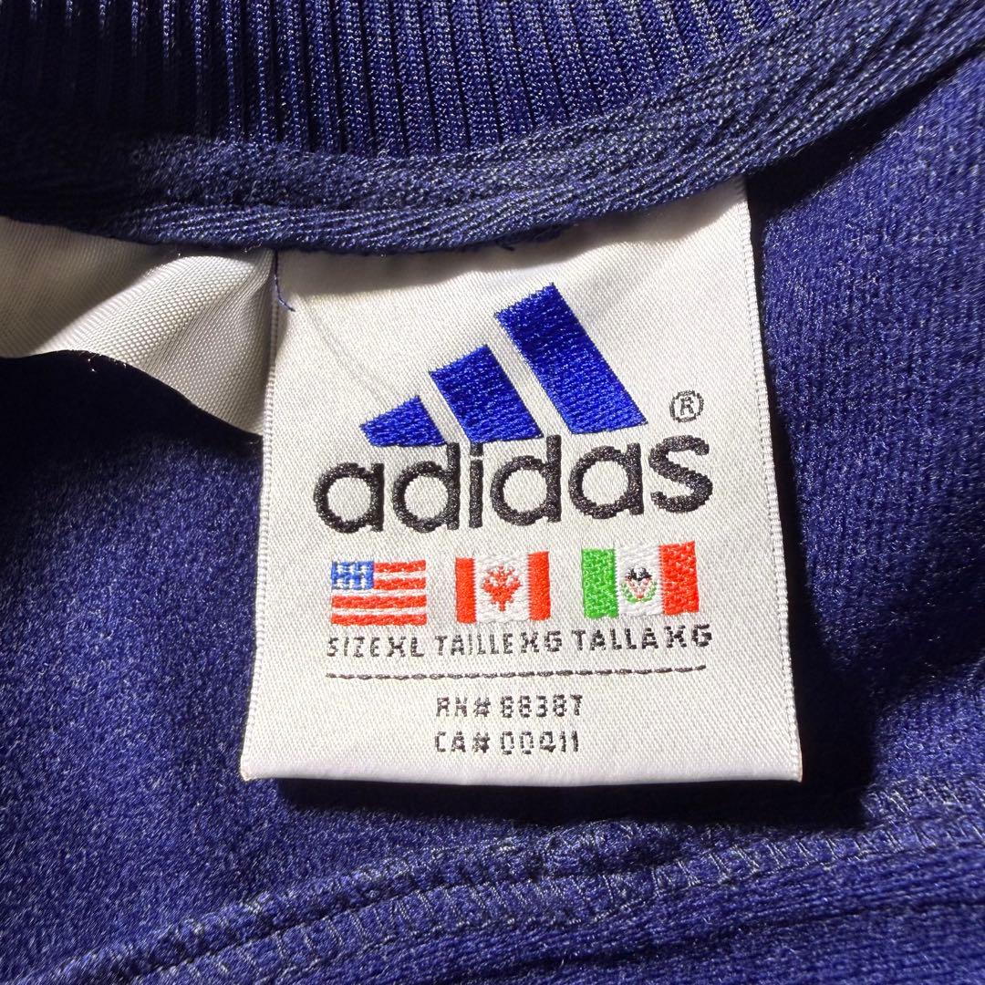 00s adidasトラックジャケット古着ネイビーバーガンディ好配色XXL美品