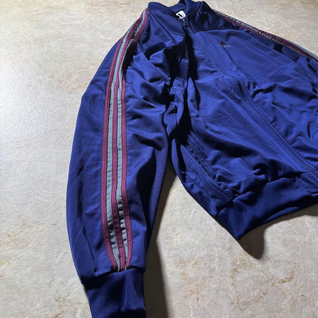 00s adidasトラックジャケット古着ネイビーバーガンディ好配色XXL美品