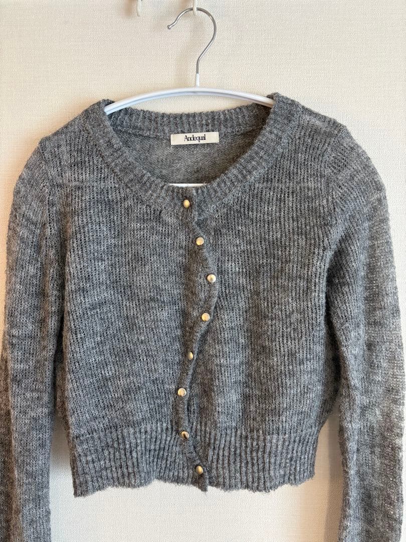 andequal wave design sheer knit グレー