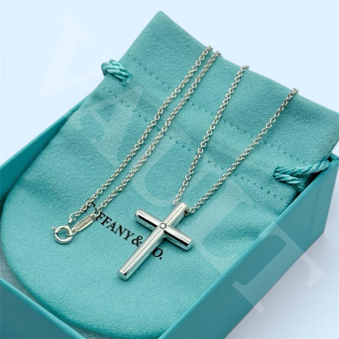 TIFFANY&Co. 極美品 ダイヤモンド クロス ネックレス Ag925