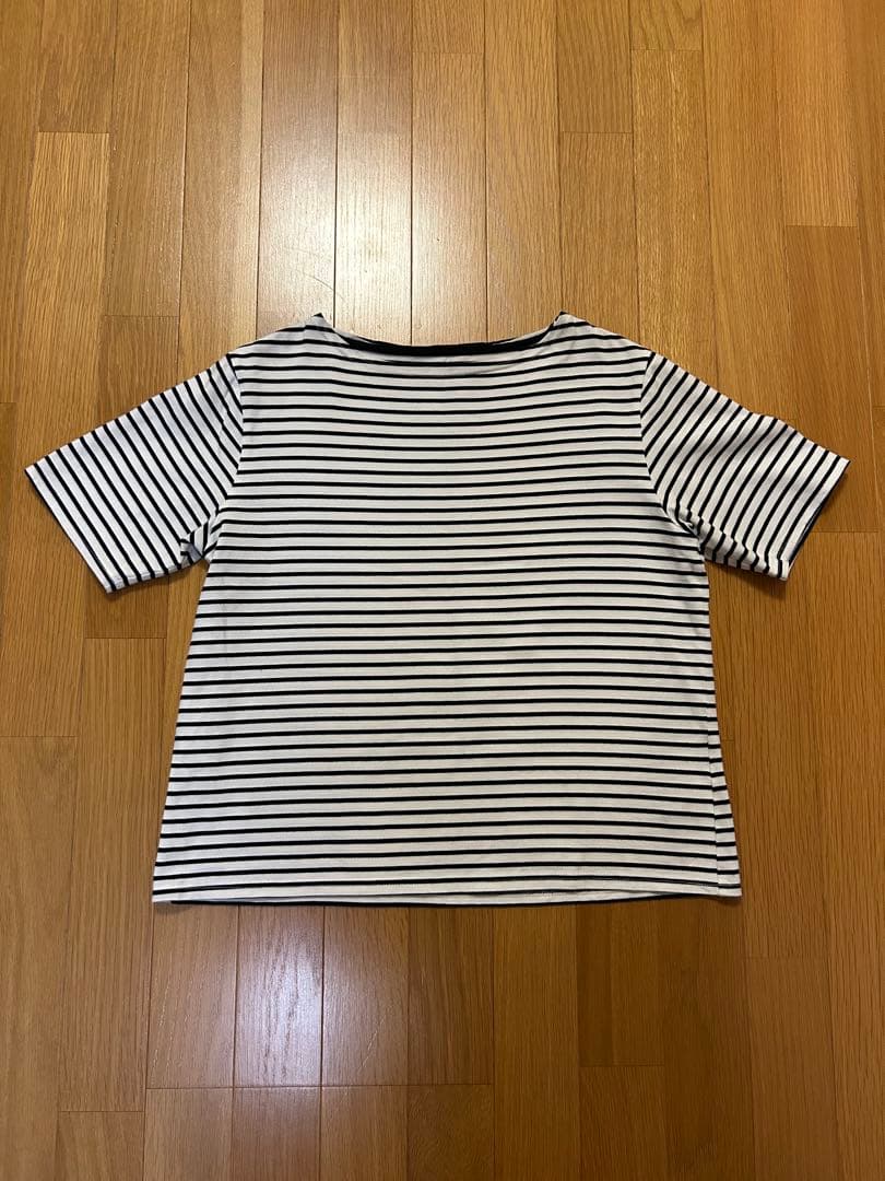 ［our］5分袖ボーダーカットソー　ホワイト