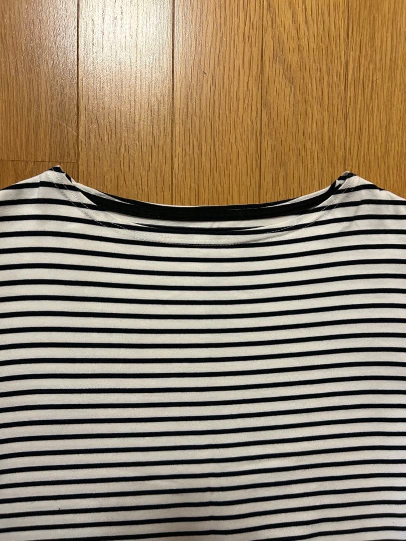 ［our］5分袖ボーダーカットソー　ホワイト