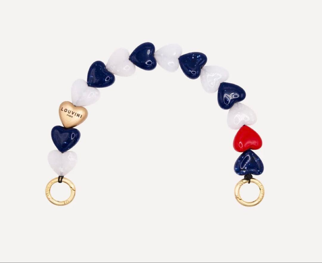 【LOUVINI】 ハンドストラップPETIT CUORE　NAVY-WHITE