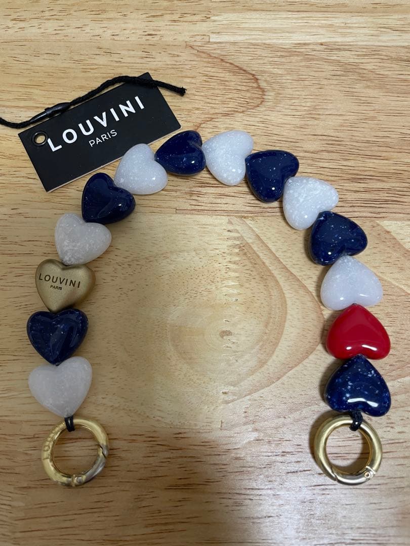 【LOUVINI】 ハンドストラップPETIT CUORE　NAVY-WHITE