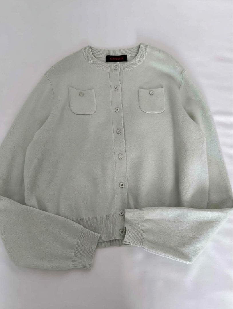 CABaN コットンカシミヤ クルーネックカーディガン　ライトグリーン