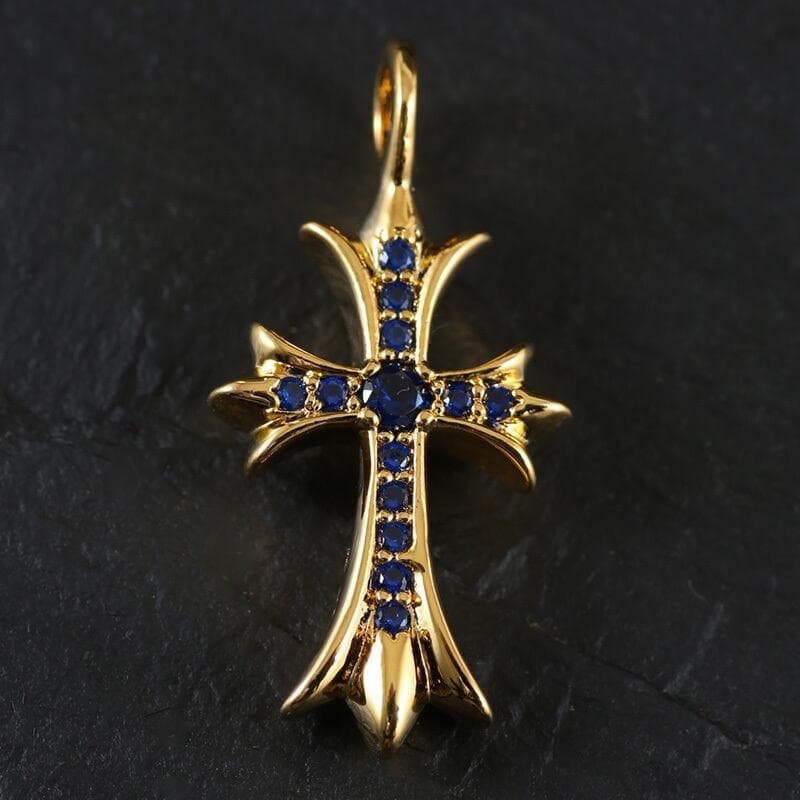 タイニークロス ファット パヴェ 十字架 金ネックレス ゴールドクロス 新品