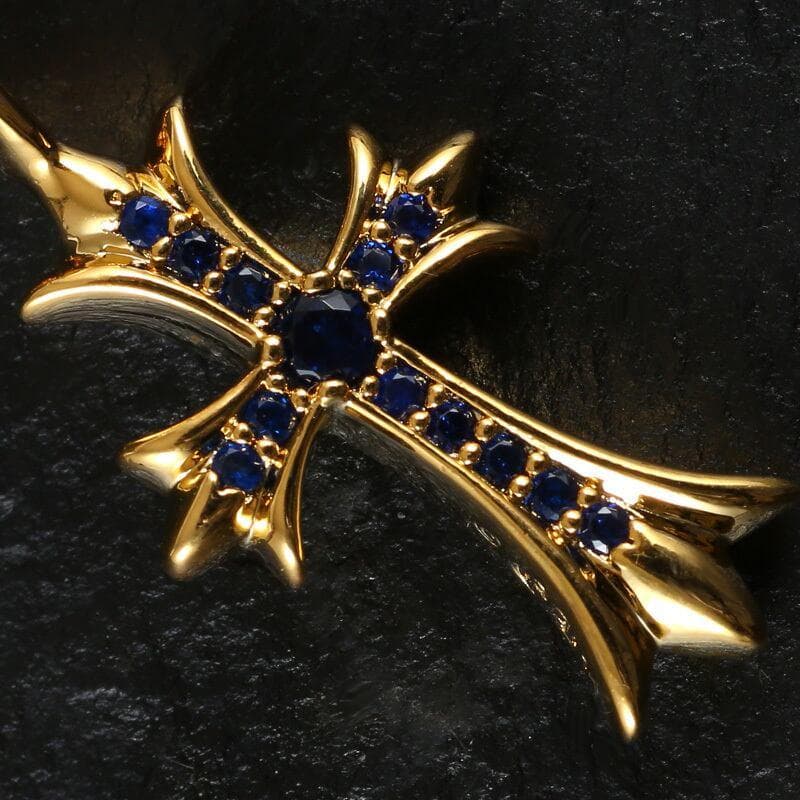 タイニークロス ファット パヴェ 十字架 金ネックレス ゴールドクロス 新品