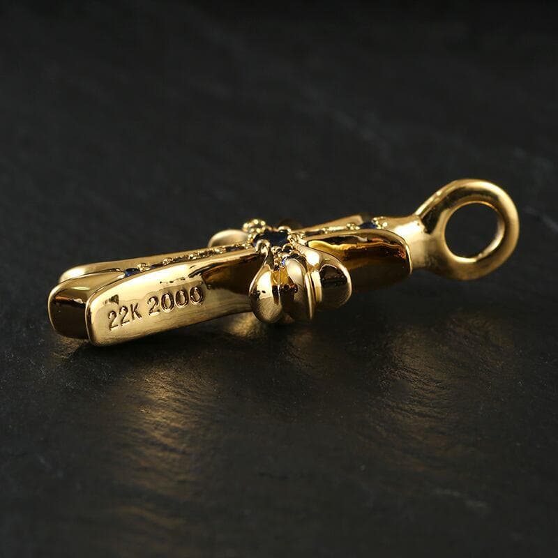 タイニークロス ファット パヴェ 十字架 金ネックレス ゴールドクロス 新品