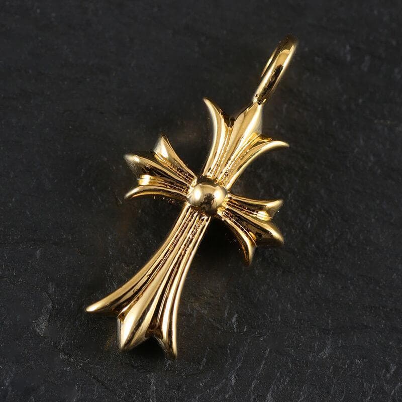 タイニークロス ファット パヴェ 十字架 金ネックレス ゴールドクロス 新品