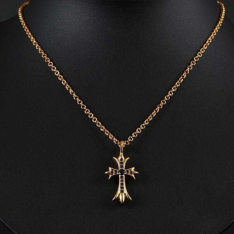 タイニークロス ファット パヴェ 十字架 金ネックレス ゴールドクロス 新品
