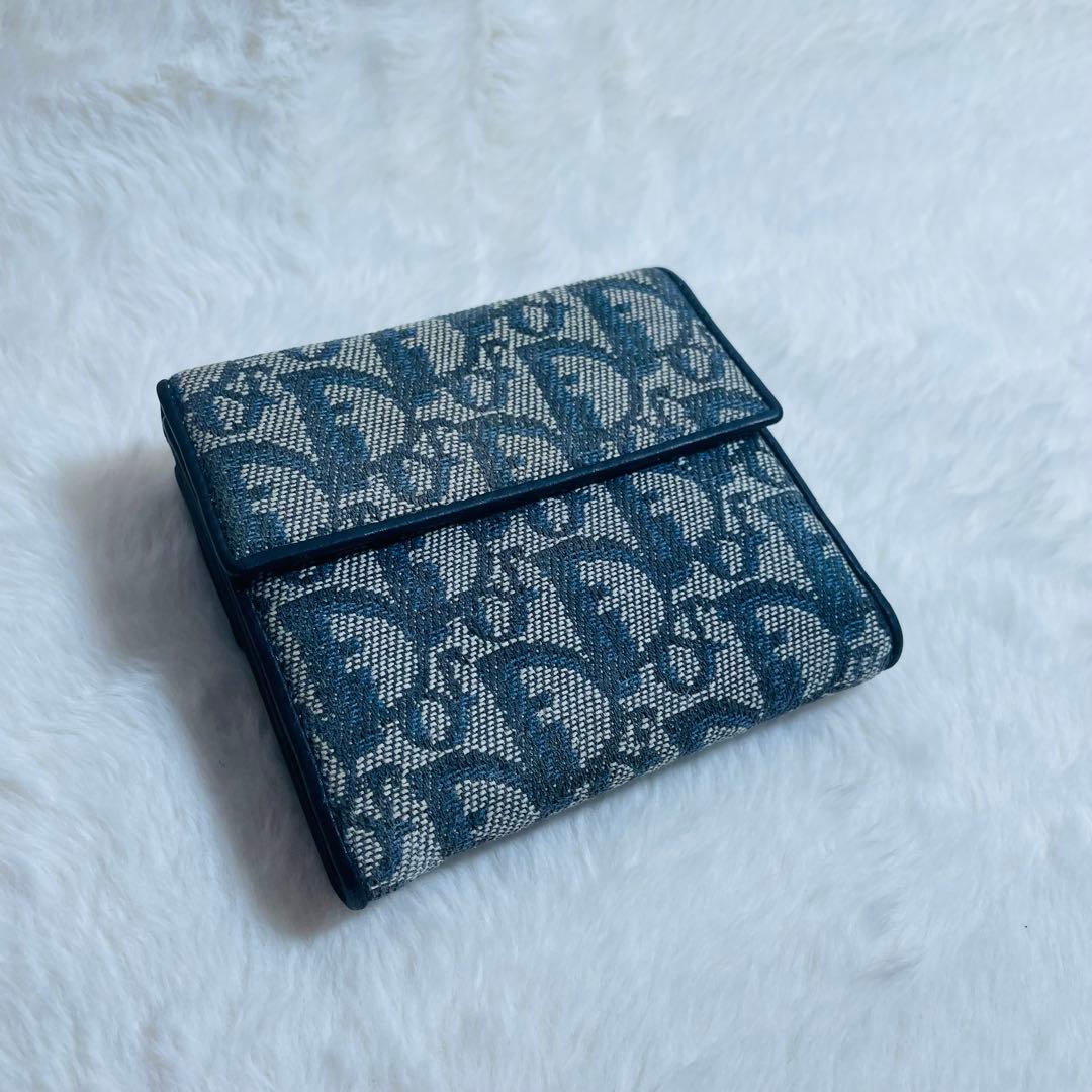 ChristianDior 正規品Wホック折り財布 トロッター キャンバス地