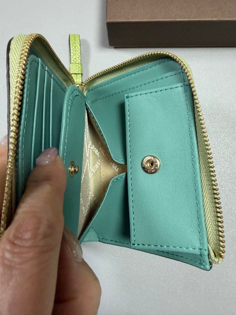 PELLE BORSA ペレボルサ L字ファスナーミニ財布 レタスグリーン