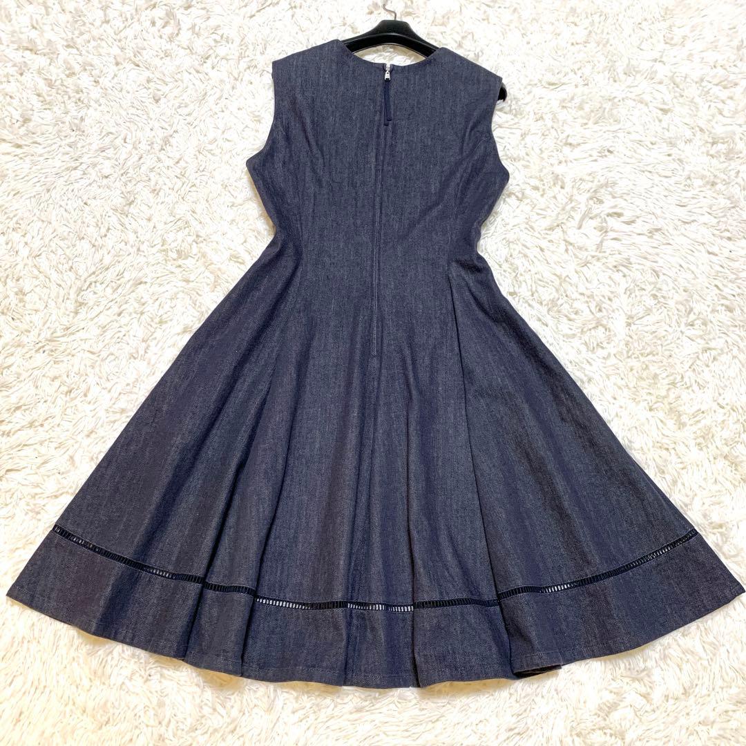 美品✨希少サイズ フォクシー FOXEY 梯子レース フレア デニム ワンピース