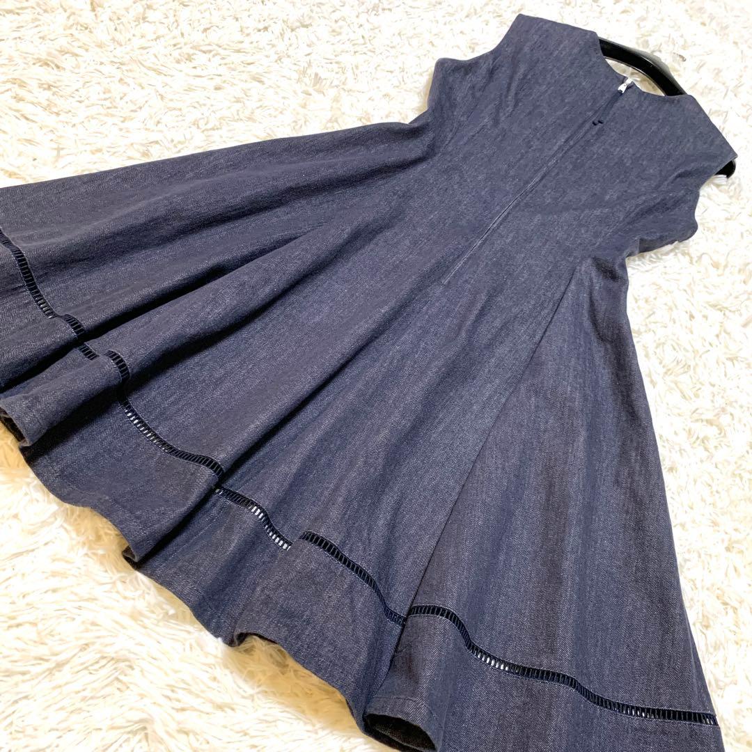 美品✨希少サイズ フォクシー FOXEY 梯子レース フレア デニム ワンピース