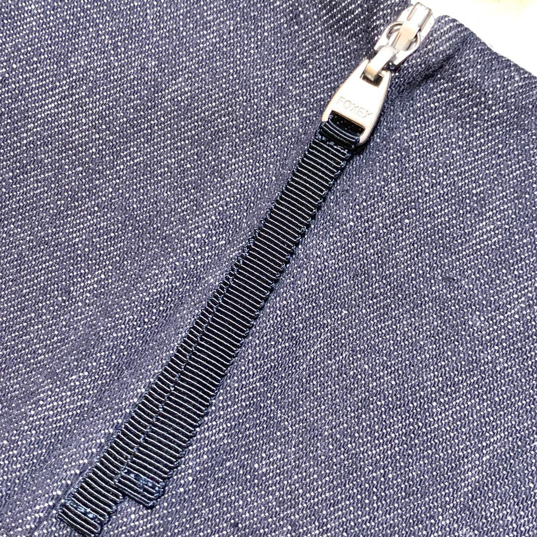 美品✨希少サイズ フォクシー FOXEY 梯子レース フレア デニム ワンピース