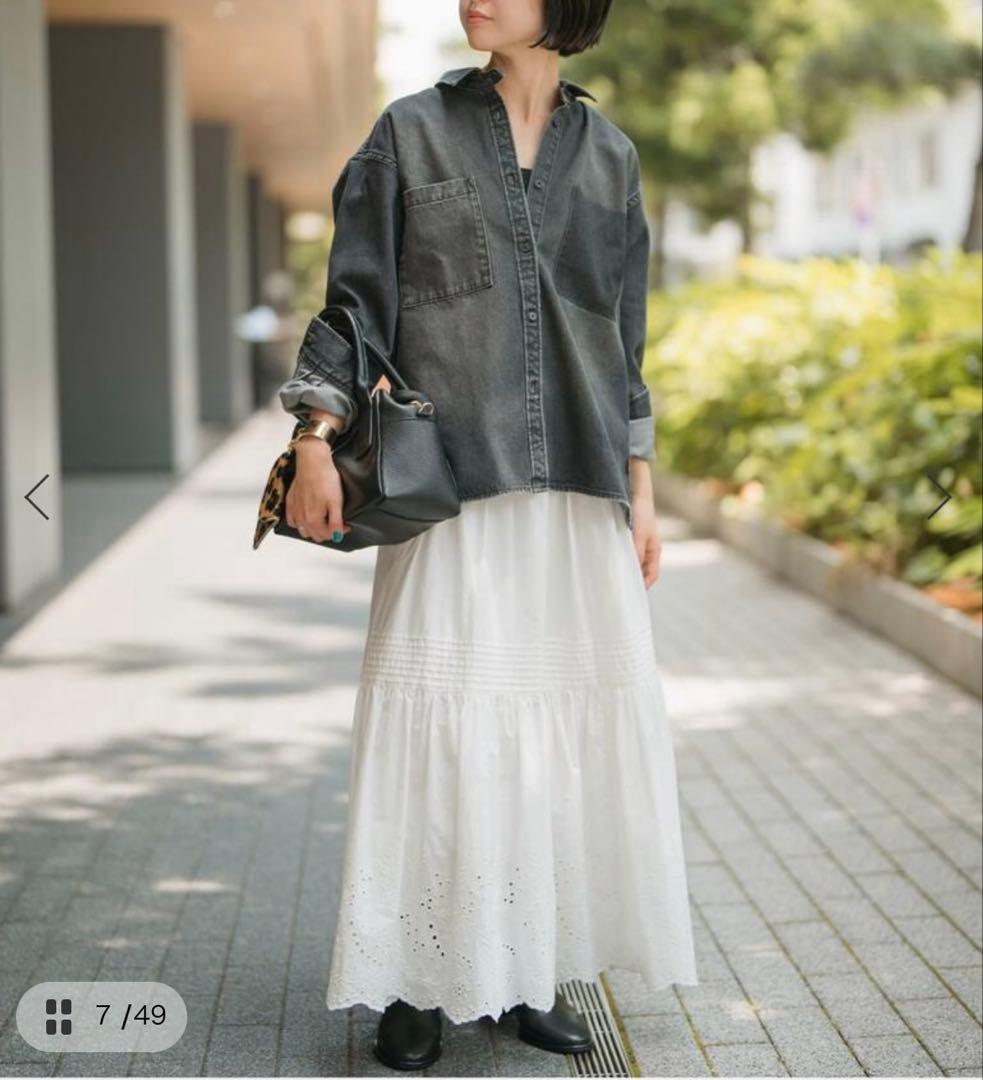 spick&span エンブロイダリーレーススカート 38サイズ白