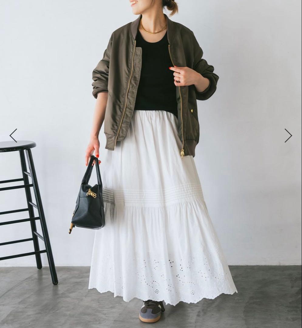 spick&span エンブロイダリーレーススカート 38サイズ白