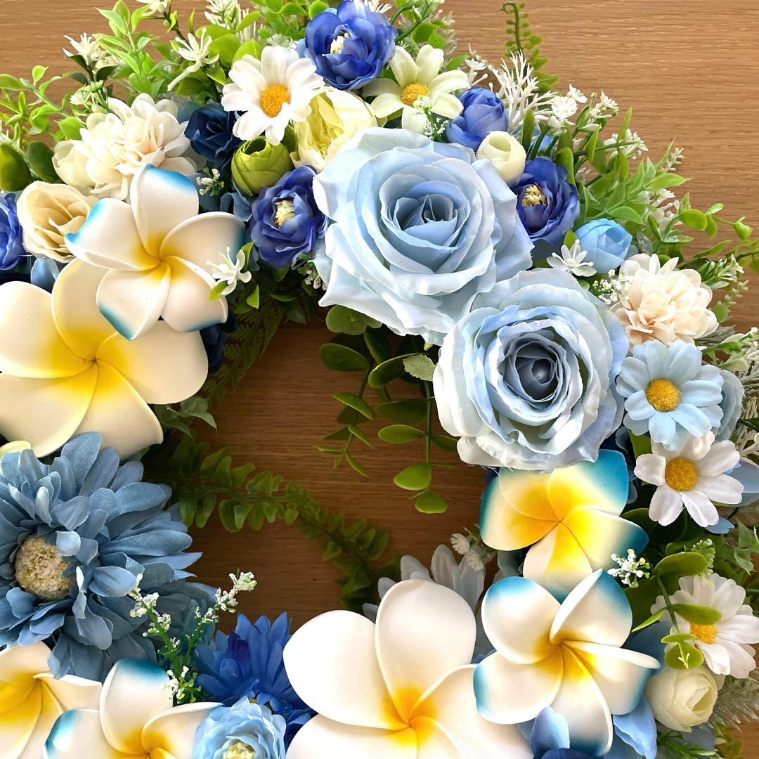 夏色アレンジ❣️プルメリアアレンジリース❣️50センチひろりん❣️