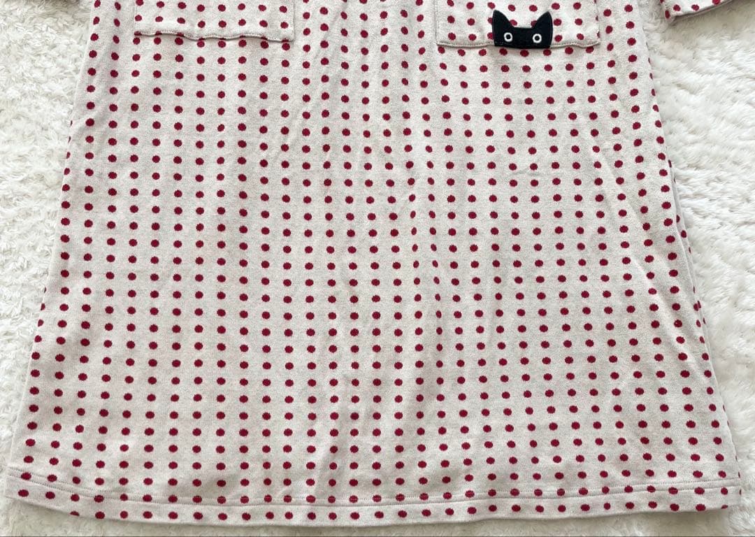 美品　Atsuko Matano ポルカドット　猫　ワンピース　ワコール　綿