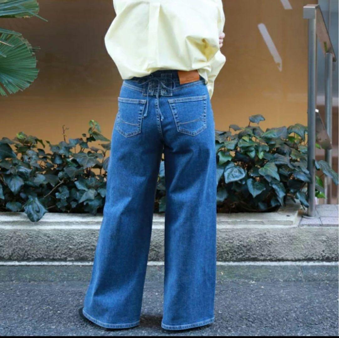 【美品】SOMETHING LISA レースアップワイドデニムパンツ S
