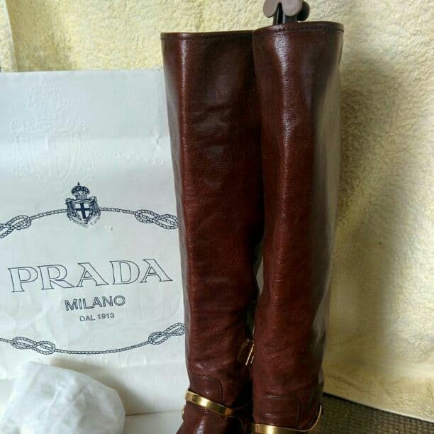 送料込  PRADA  プラダ  ブーツ  38 ブラウン