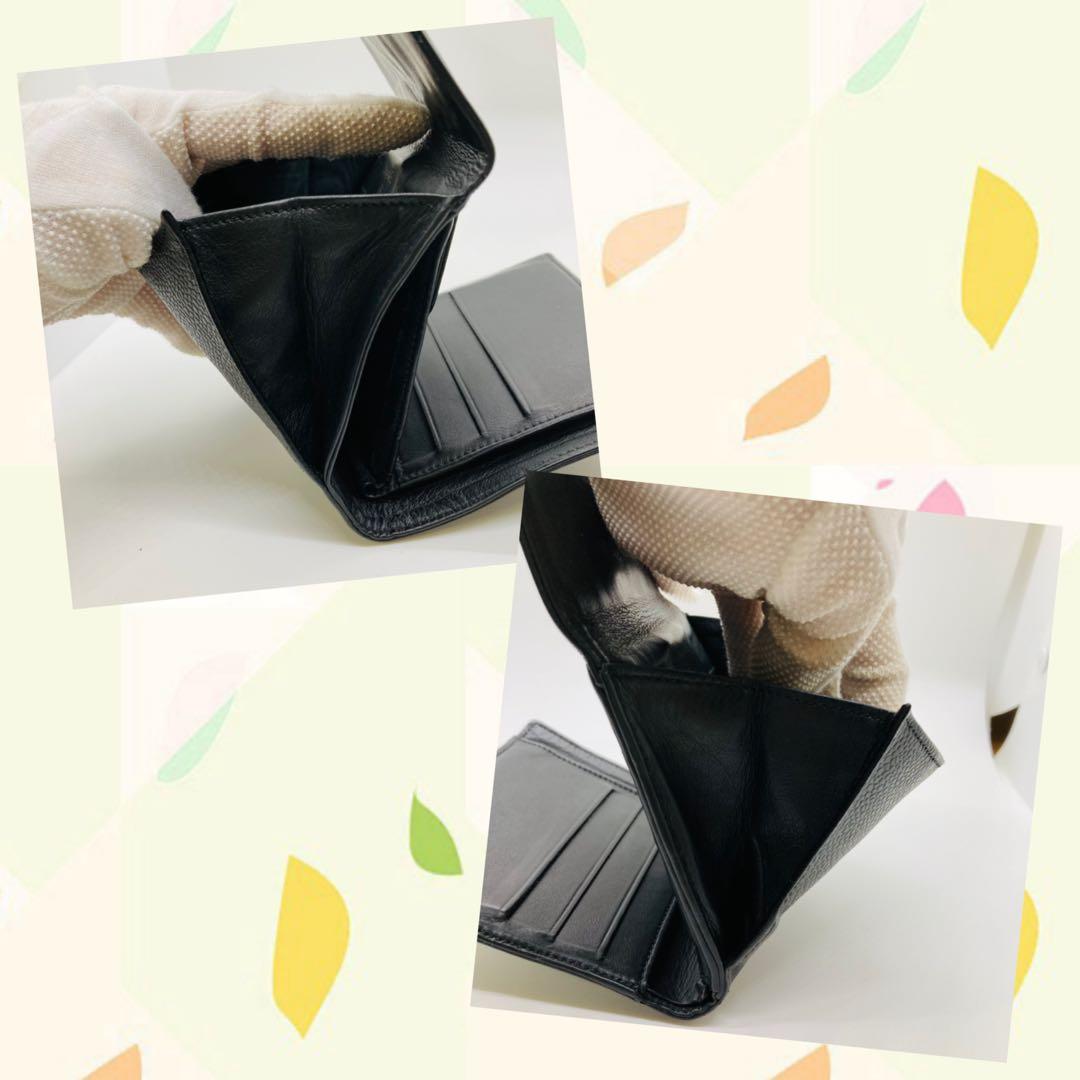 CHANEL シャネル 二つ折り財布 黒 レザー キャビアスキン A466