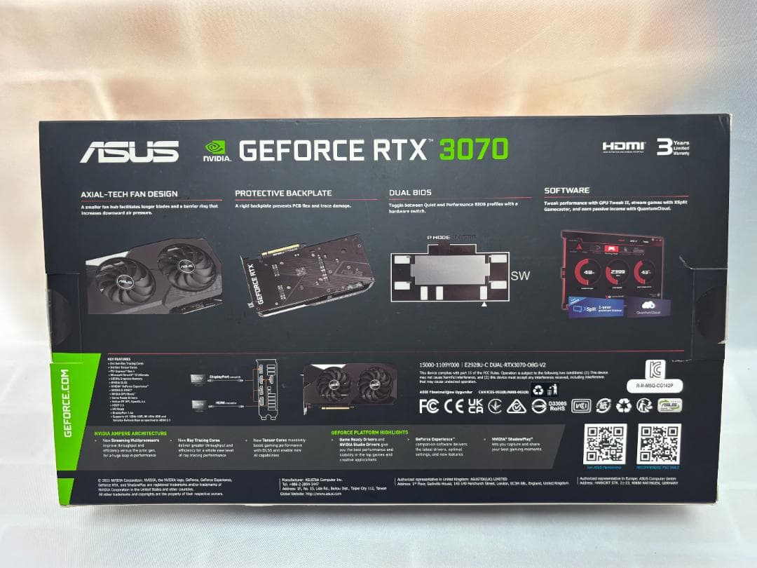 グラフィックボード・グラボ・ビデオカード ASUS GeForce RTX 3070 8GB DUAL OC V2