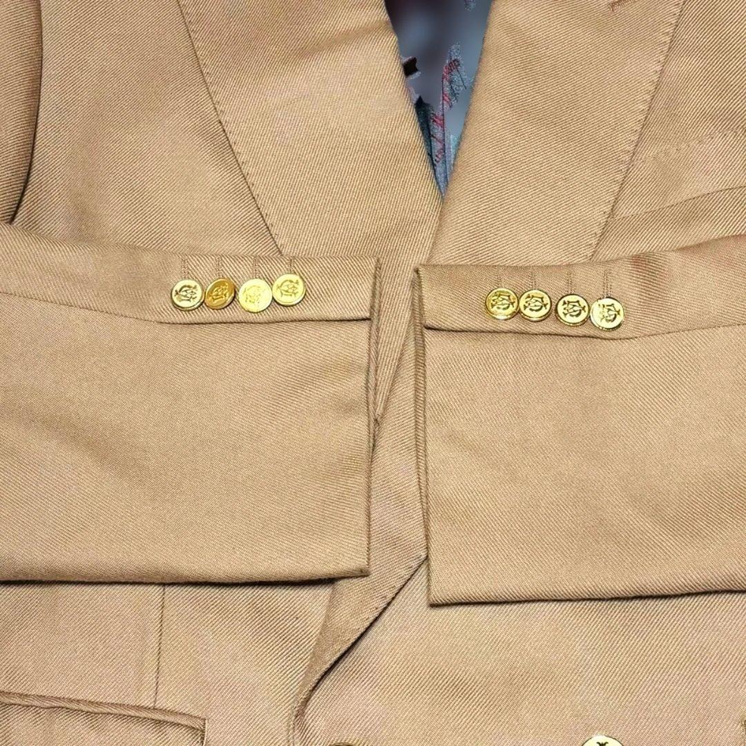 最高級 カシミヤ100%　ダンヒル　ダブルブレストジャケット　キャメル　XL