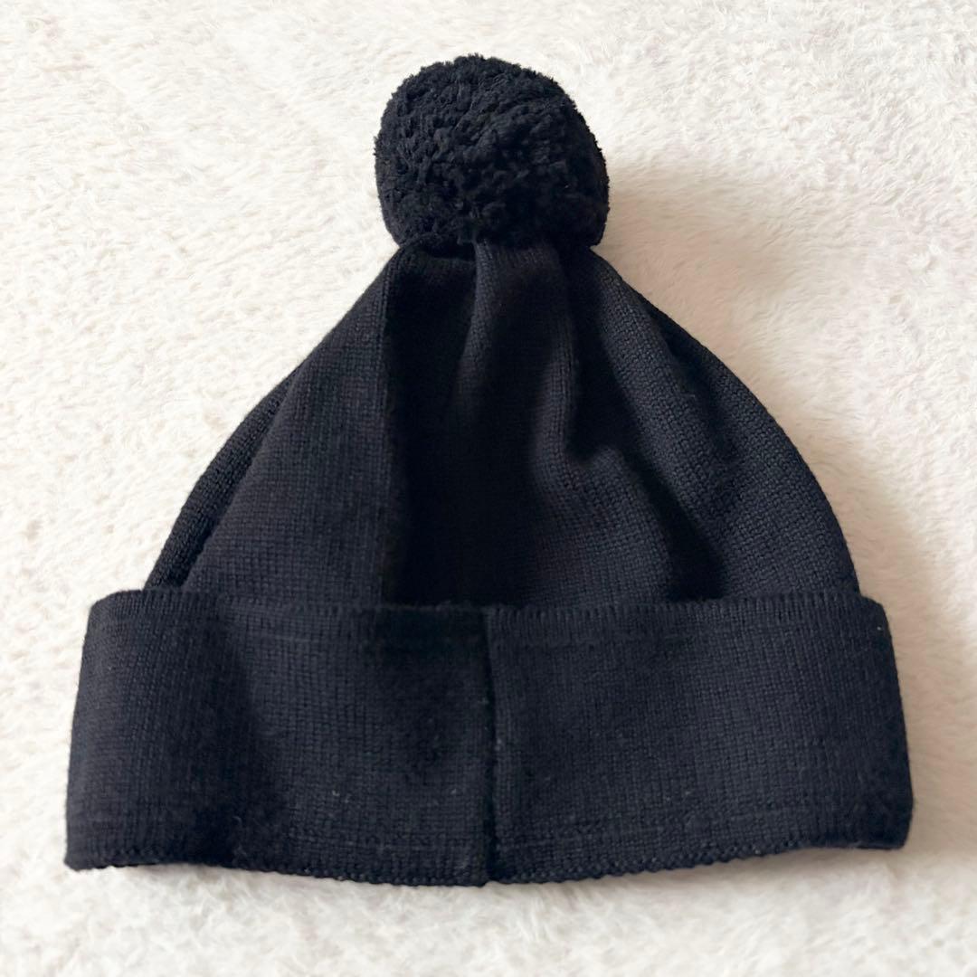 1354 美品✨ フェンディ FENDI ニットキャップ 帽子 ブランドロゴ 黒