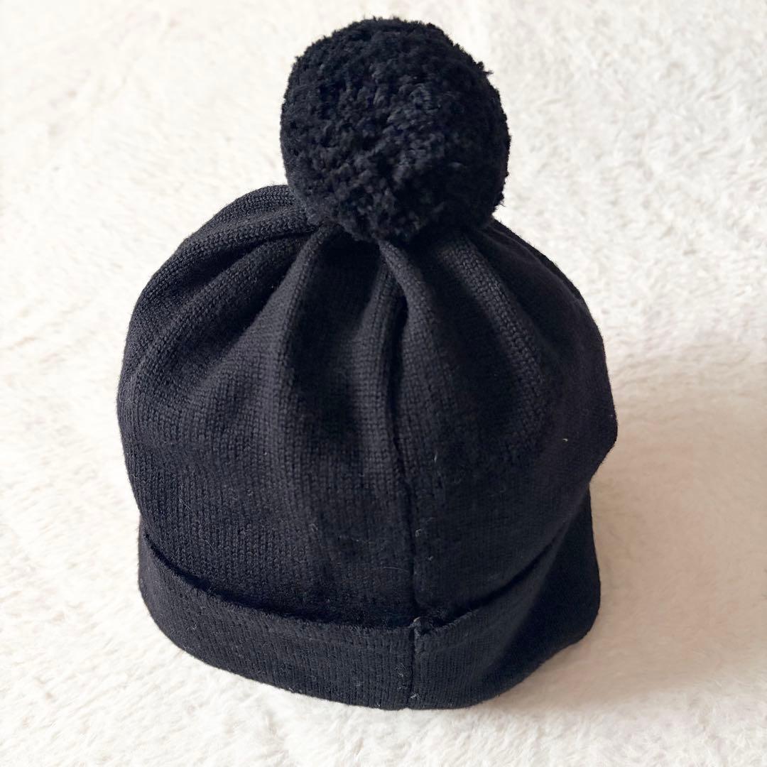 1354 美品✨ フェンディ FENDI ニットキャップ 帽子 ブランドロゴ 黒