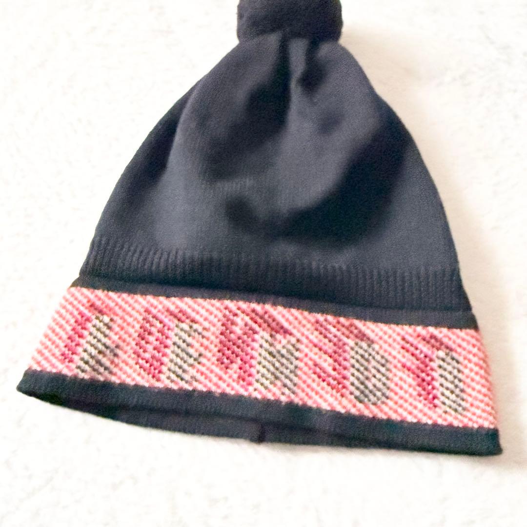 1354 美品✨ フェンディ FENDI ニットキャップ 帽子 ブランドロゴ 黒