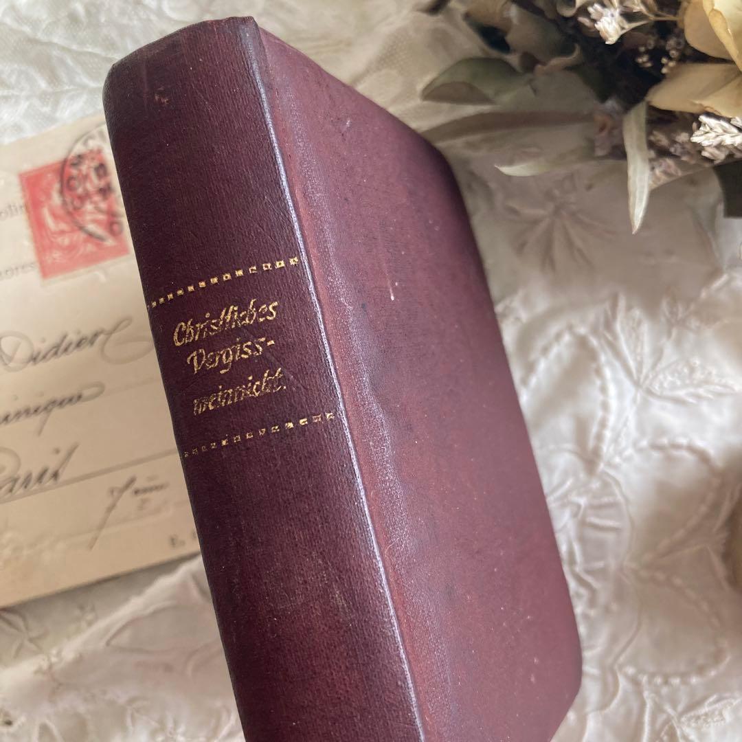 L949洋書古書　ドイツアンティーク　ふっくら装丁の小さなメモリアルブック