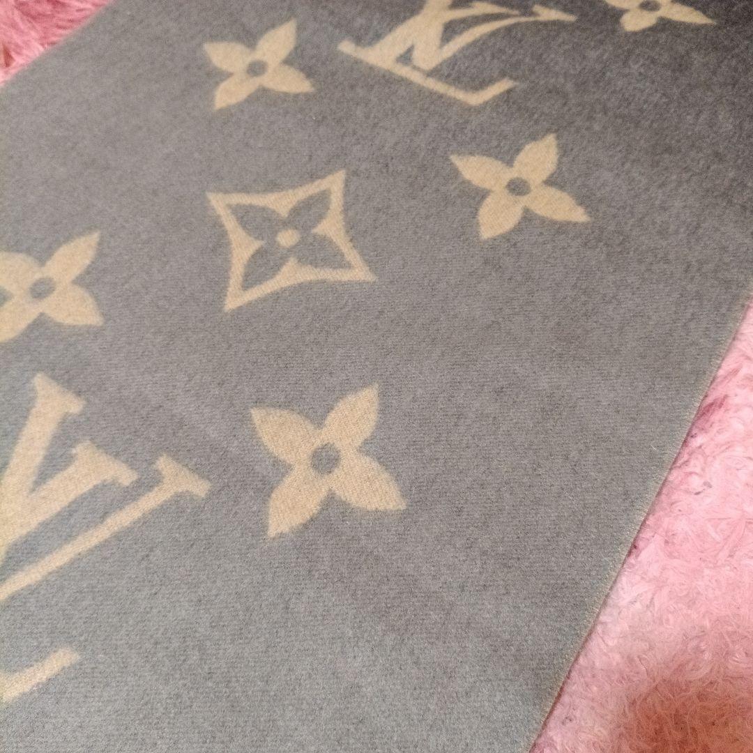Louis Vuitton ロゴ大判マフラー グレー/ブラック