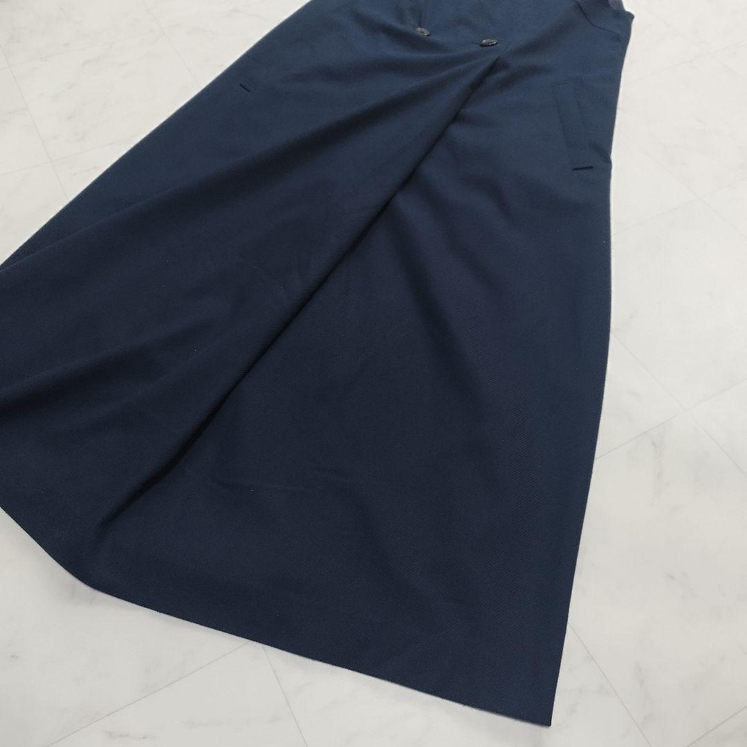 極美品　グリーンレーベルリラクシング　ウールライクジャンパースカート　ネイビー