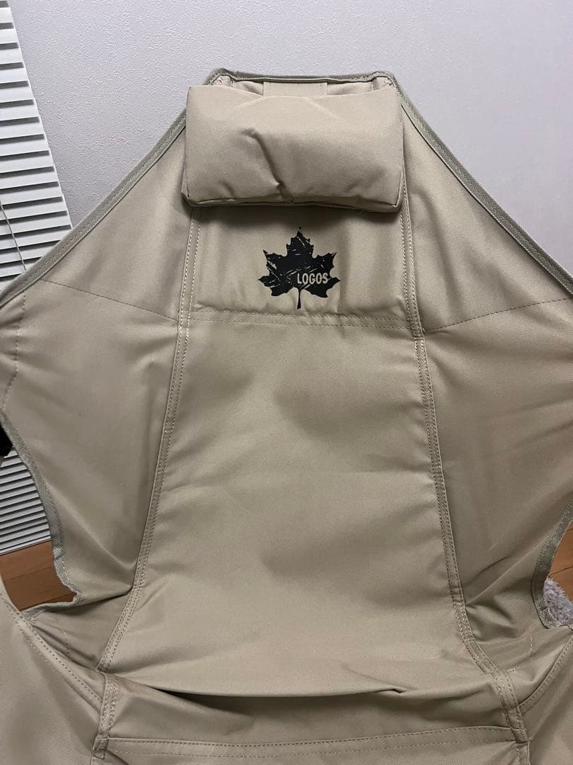 LOGOS アウトドアチェア ベージュ ヘッドレスト付き