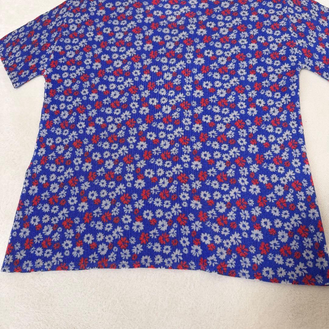 極美品✨PLEATS PLEASE 花柄　プリーツ　半袖　トップス　Lサイズ