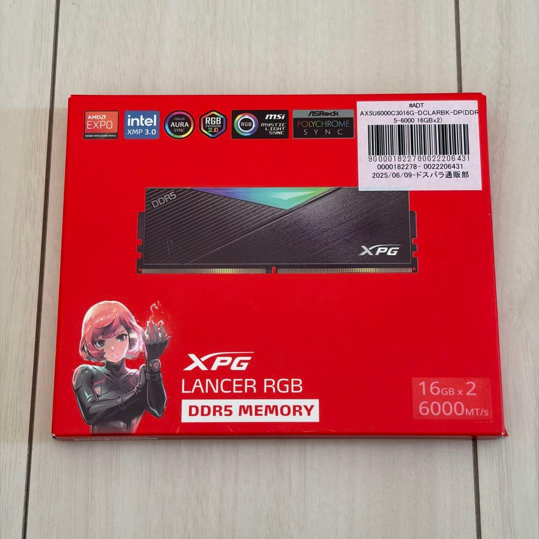 XPG LANCER RGB DDR5 6000MT/s 16GB×2 ※特記有