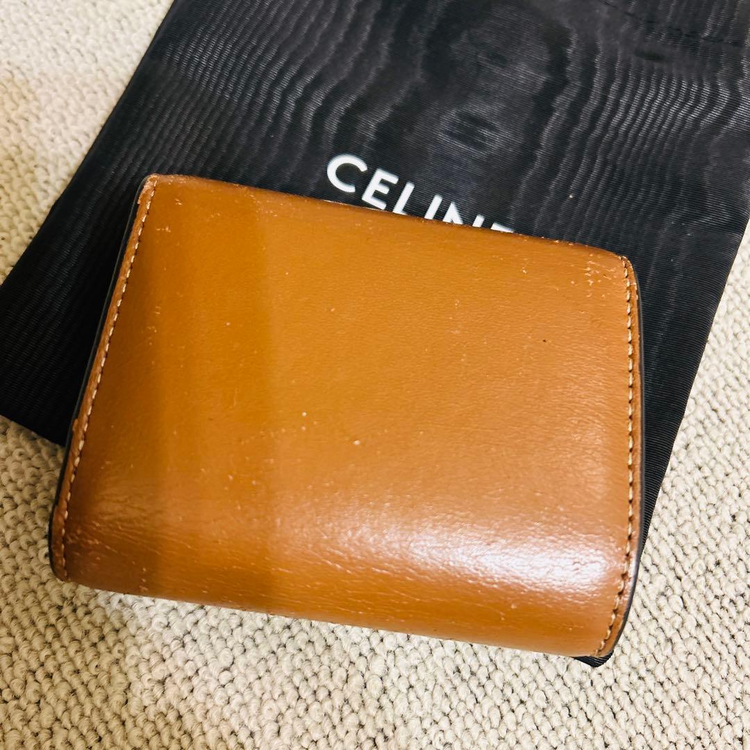 CELINE ブラウンレザー 三つ折り財布 保存袋付き