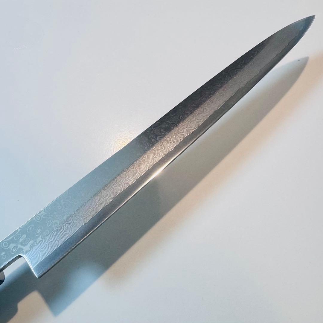 270mm ダマスカス墨流し柳刃包丁 八角柄 鏡面仕上げ 和包丁　刺身包丁
