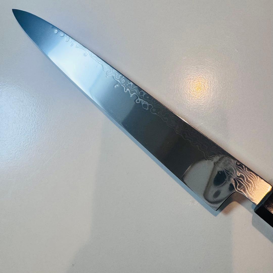 270mm ダマスカス墨流し柳刃包丁 八角柄 鏡面仕上げ 和包丁　刺身包丁