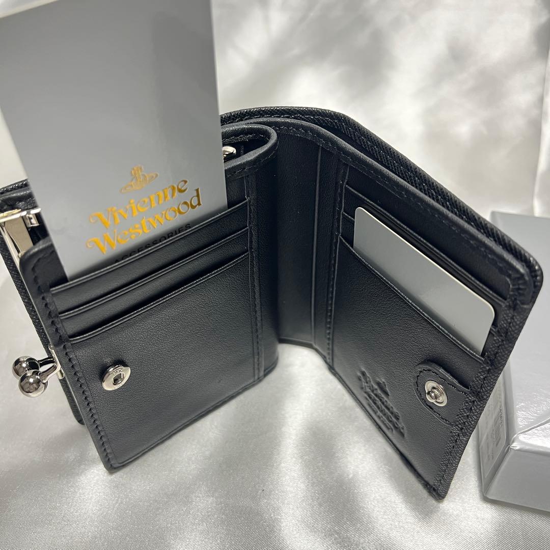 新品Vivienne Westwood黒 ブラック 蝶々留め 二つ折り財布