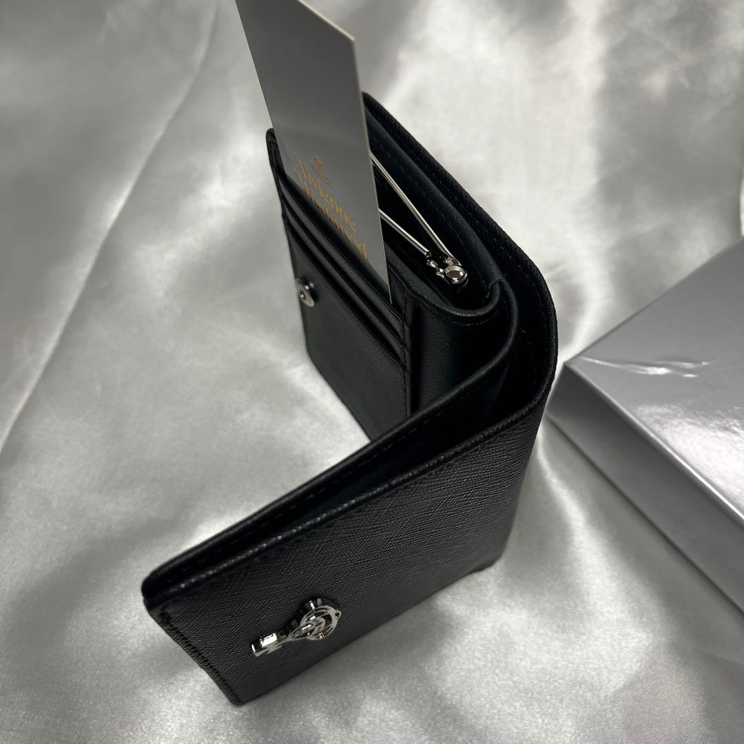 新品Vivienne Westwood黒 ブラック 蝶々留め 二つ折り財布