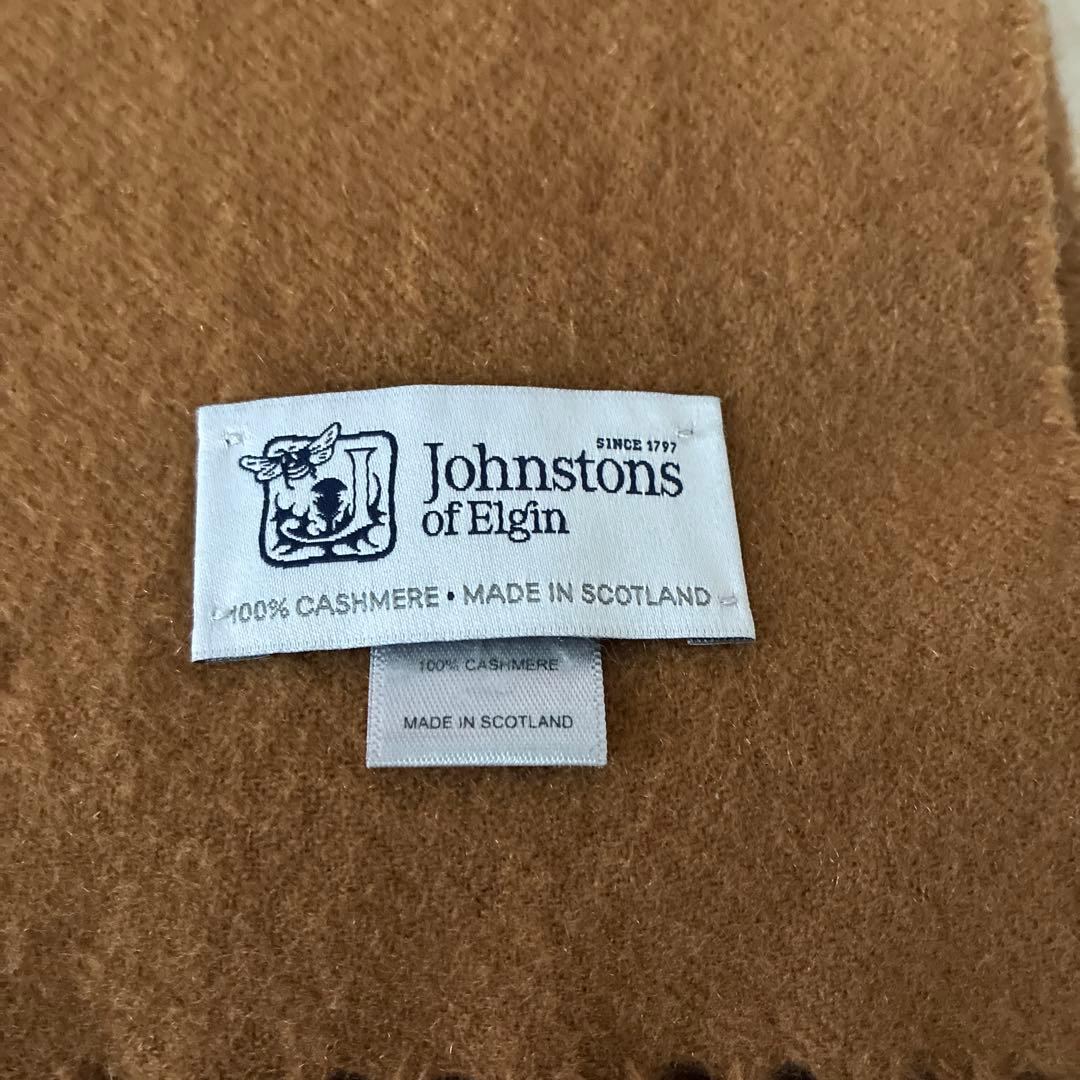 Johnstons of Elgin カシミヤストール ダークキャメル