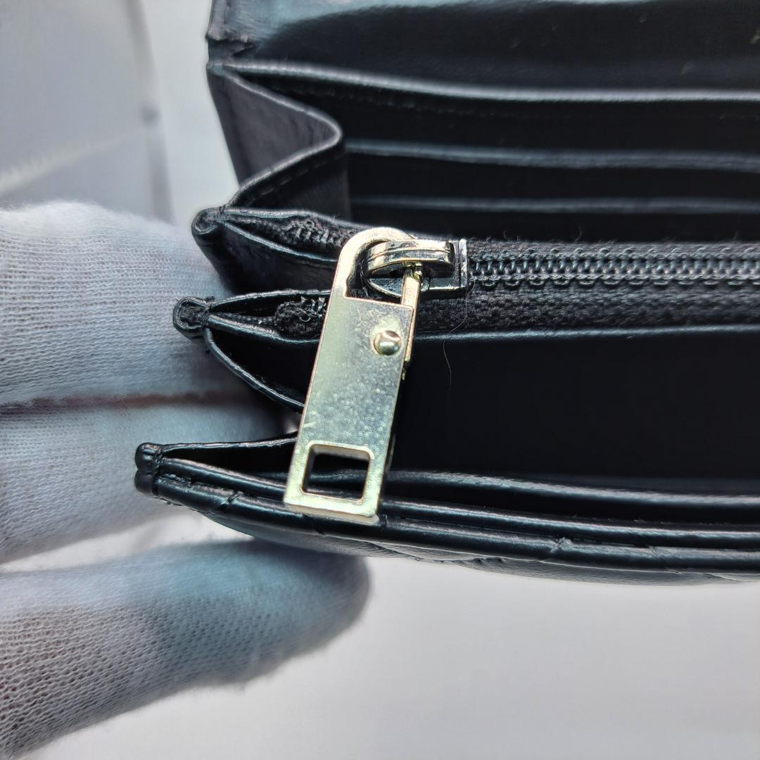 CHANEL　マトラッセ　二つ折り財布　ブラック　ラムスキン　長財布　財布