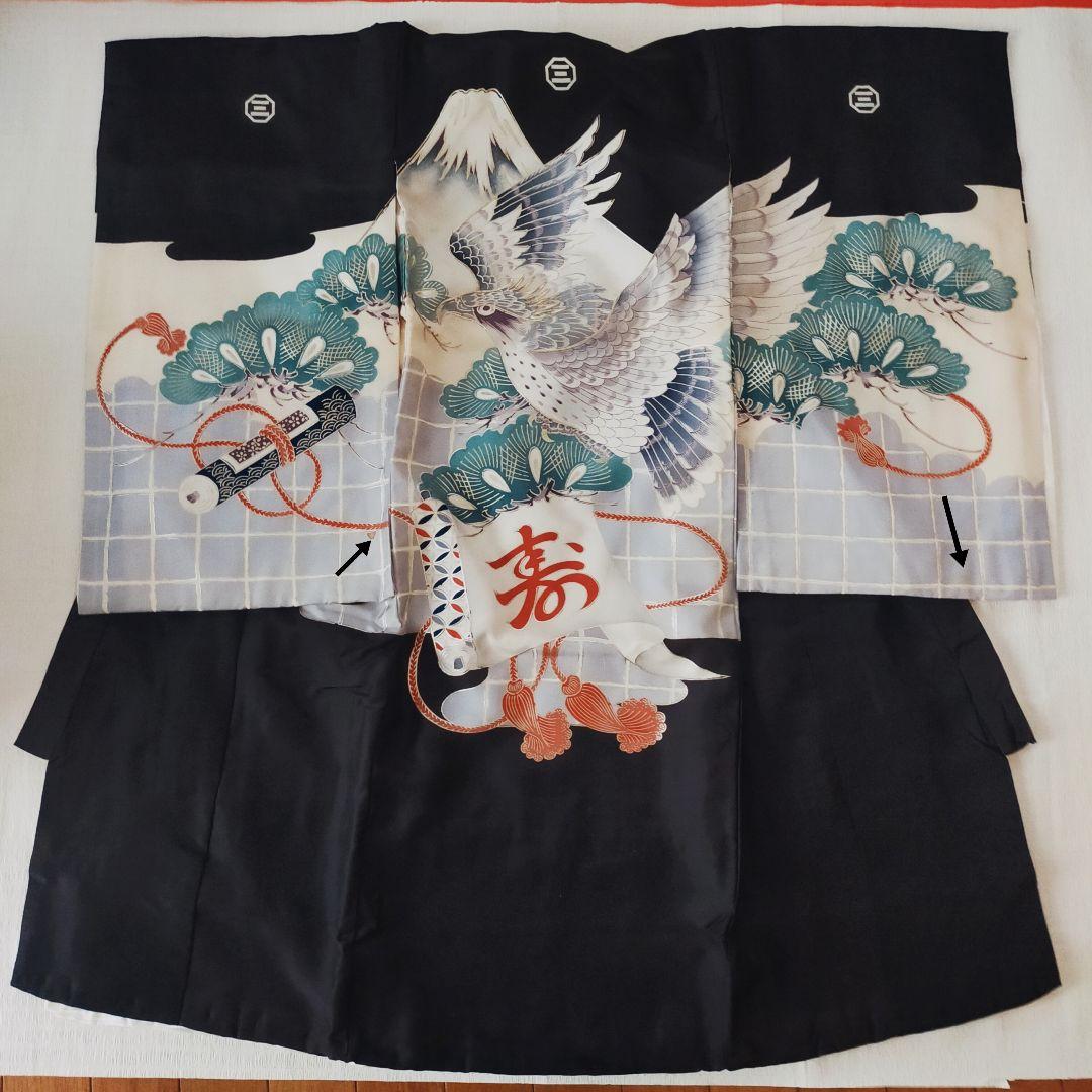 お宮参り 産着 祝着 富士 鷹 寿 金駒刺繍 五つ紋 男の子 0004