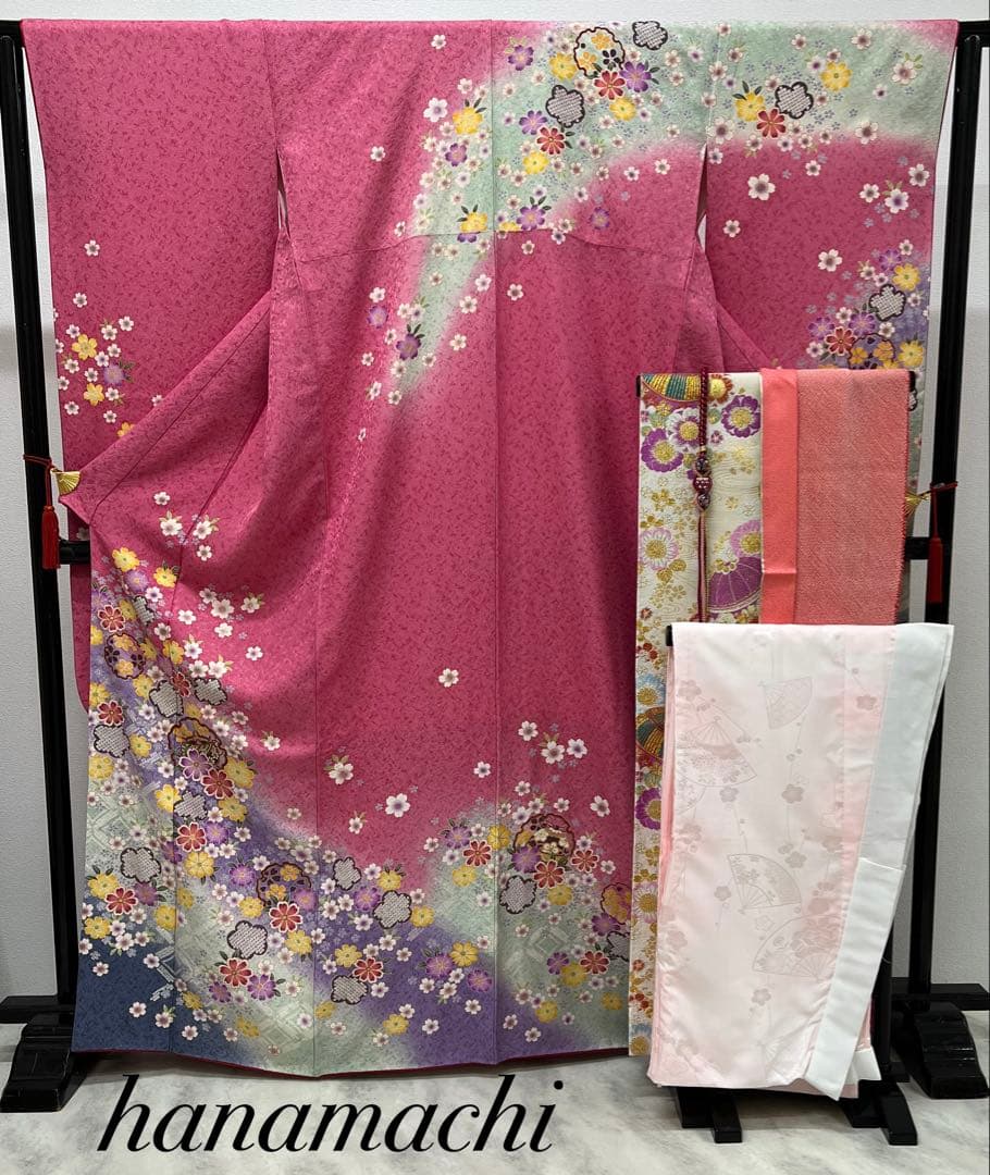 振り袖　フルセット　長襦袢付　成人式　金彩加工　金通し　結婚式　866
