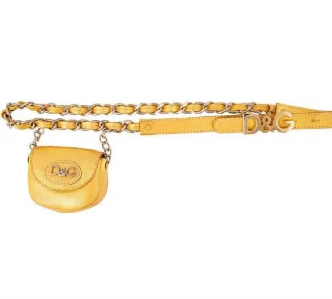 D&G イエロー ボディバッグ　ベルト