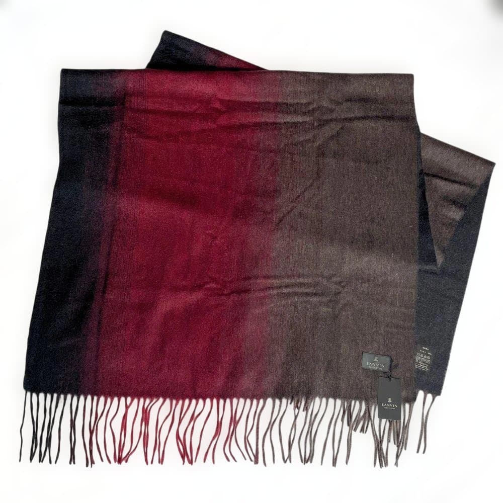 【新品】 LANVIN ランバン カシミア 大判 ストール 赤 茶色 グレー 黒