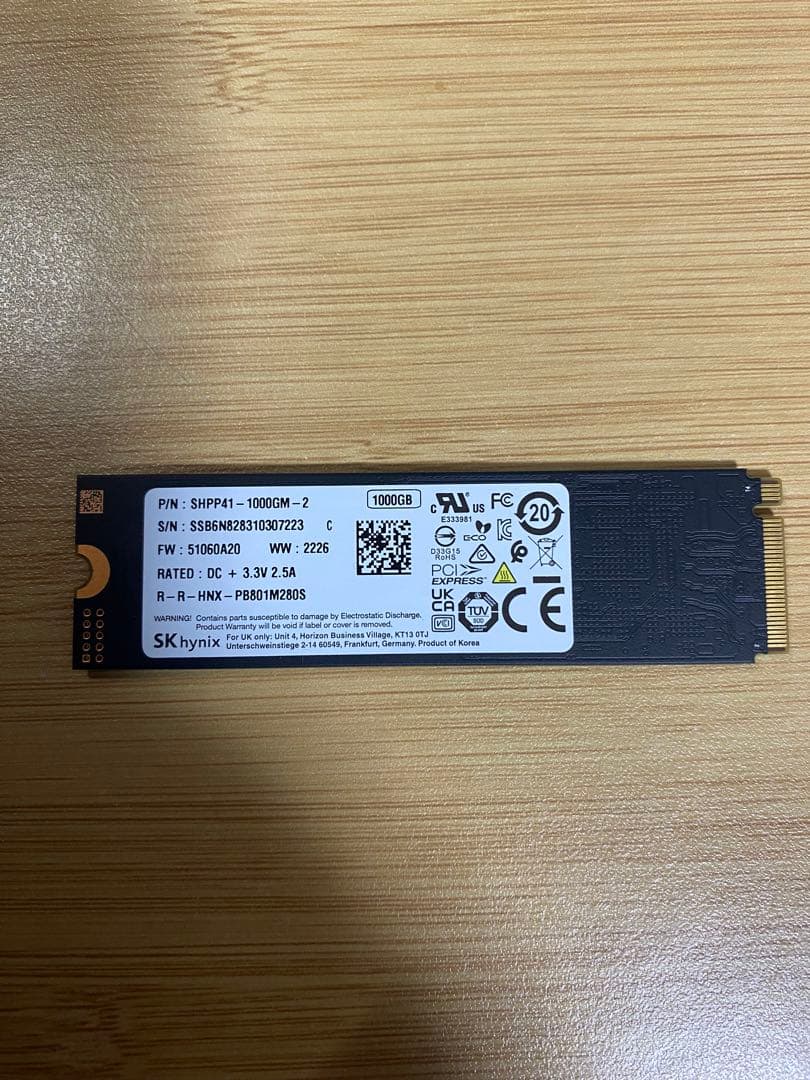 内蔵型SSD 100% SK hynix Platinum P41 M.2 2280 SSD